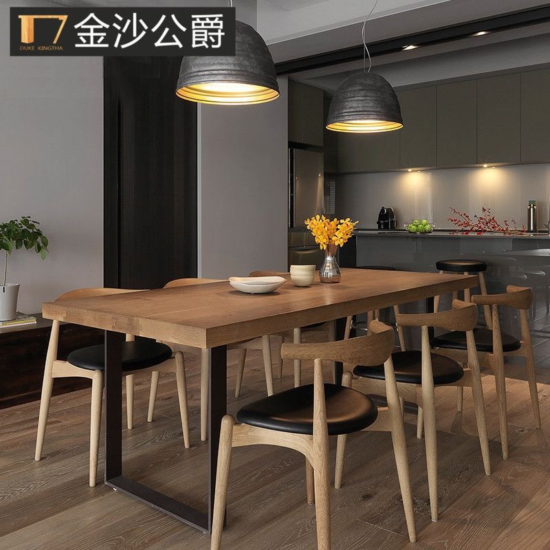 Nordic solid wood dining table and chair combination household small ...