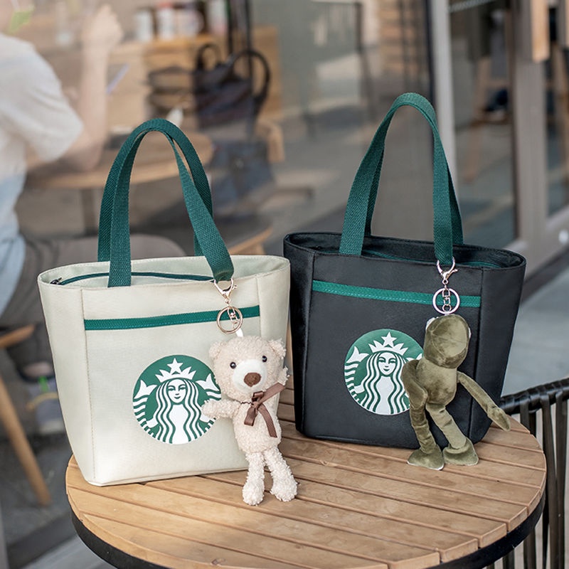 ins Style New Starbucks Insulated Lunch Box Bag Thickened Oxford Cloth Female Outing Waterproof Handbag Fashionable Versatile With Shopee Malaysia