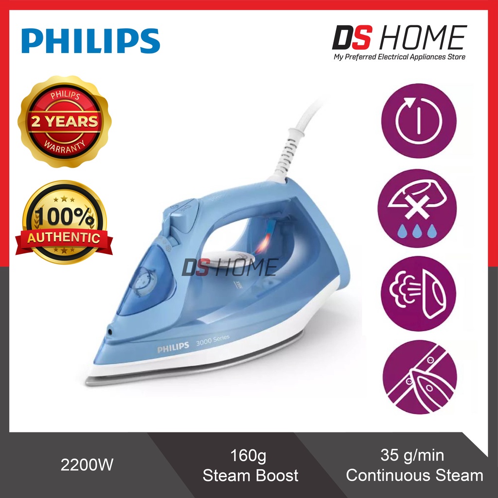 PHILIPS 3000 SERIES STEAM IRON 2200W BLUE (DST3020/26) GARMENT CARE