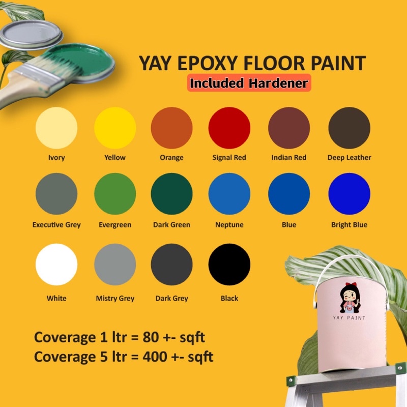 YAY EPOXY FLOOR PAINT 1L & 5L PROTECTIVE WATERPROOF COATING . Epoxy