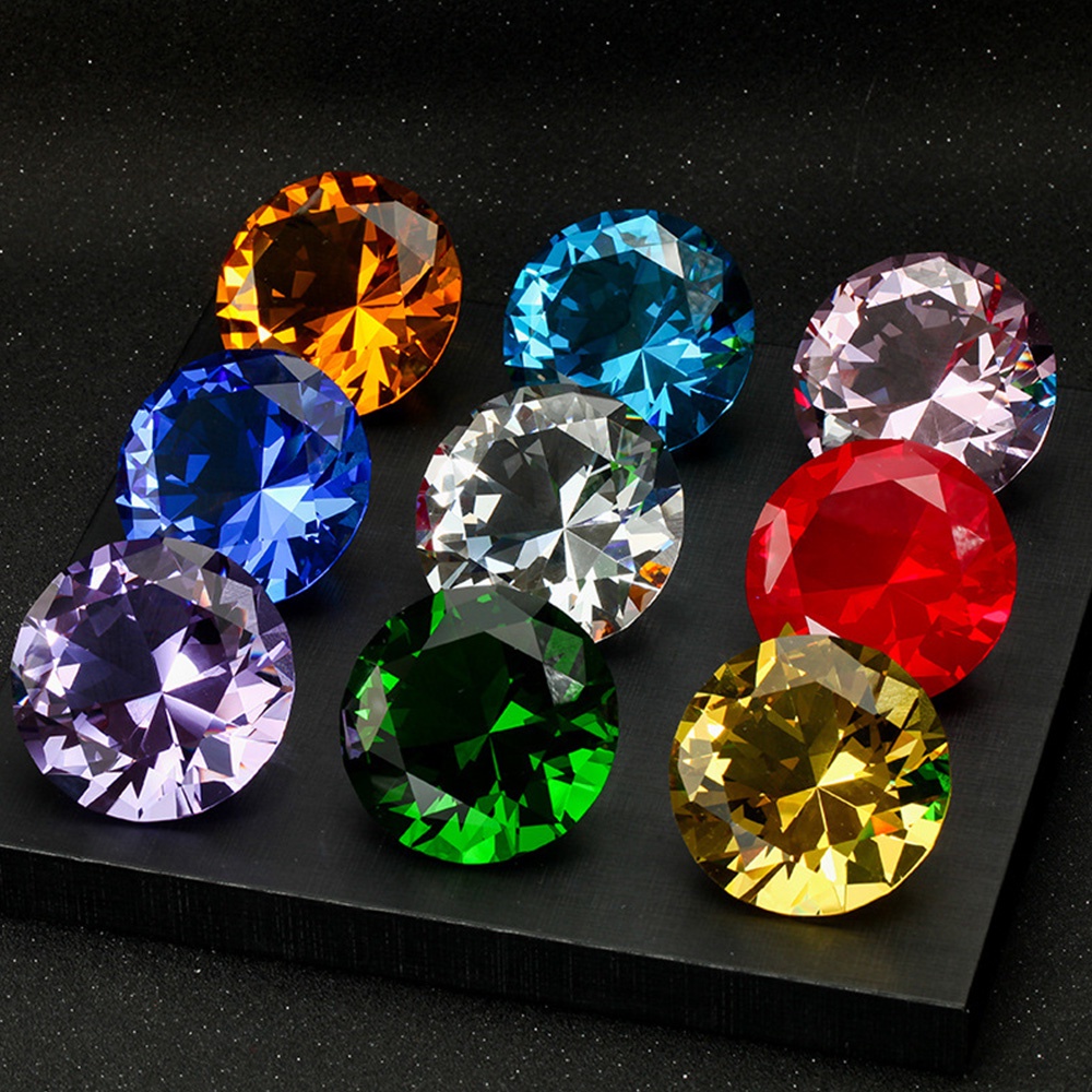 80mm 10 Colors K9 Crystal Paperweight Cut Glass Giant Diamond ...