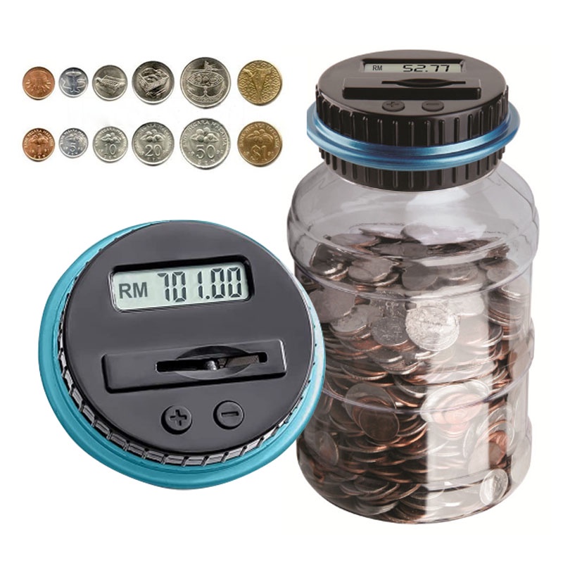 Clear Digital Piggy Bank Coin Savings Counter LCD Counting Money Jar Change  Gift