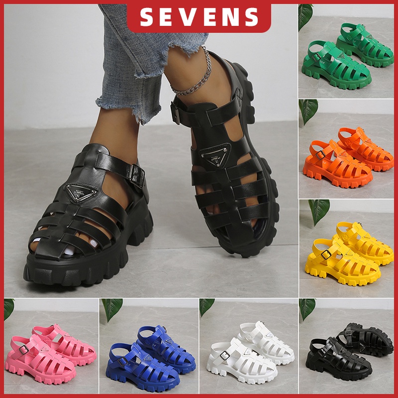 Raya Platform Sole Sandals in Black Silver