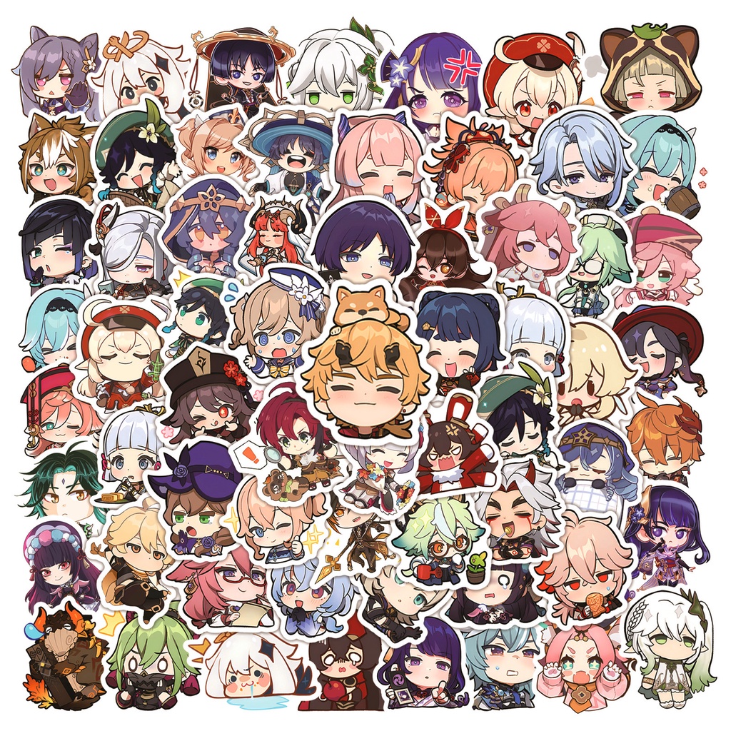 100/50PCS Kawaii Genshin Impact Version Q Waterproof Stickers for ...