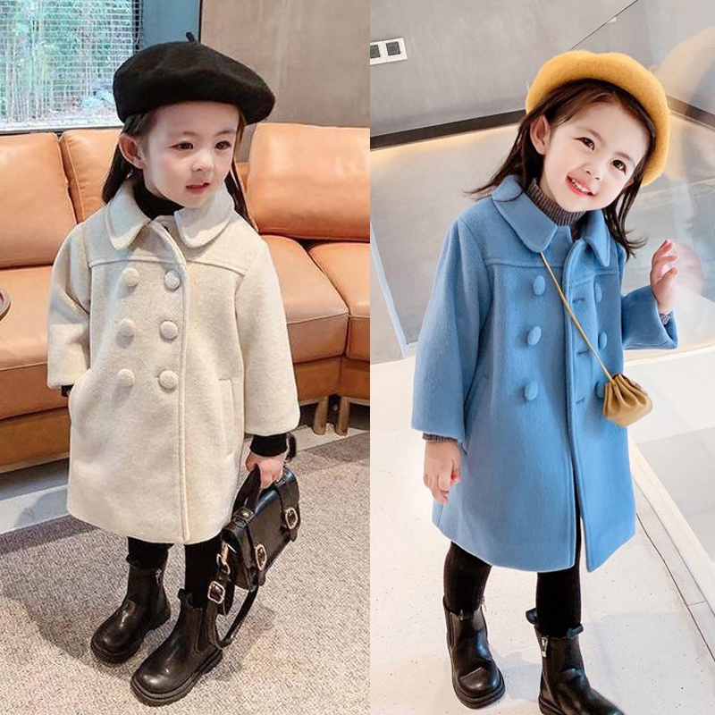 Girls Wool Jacket New Fashion Korean Version Long Style Kids Jacket ...