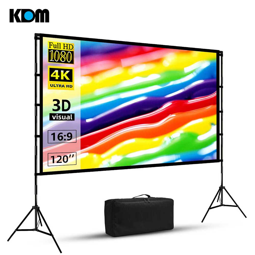 Projector Screen and Stand, 84/100/120 inch Portable Projector Screen