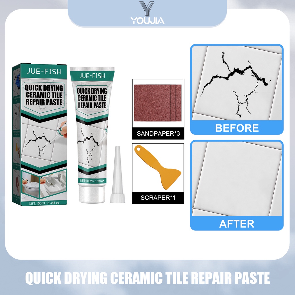 JUEFISH Ceramic Repair Paste Floor Tile Adhesive Tile Repair Agent Tub Tile and Shower Repair