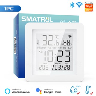 Tuya Wifi Temperature Humidity Sensor Mirror Screen LED Digital Display  Indoor Alarm Push Hygrometer Usb Alexa Google Home