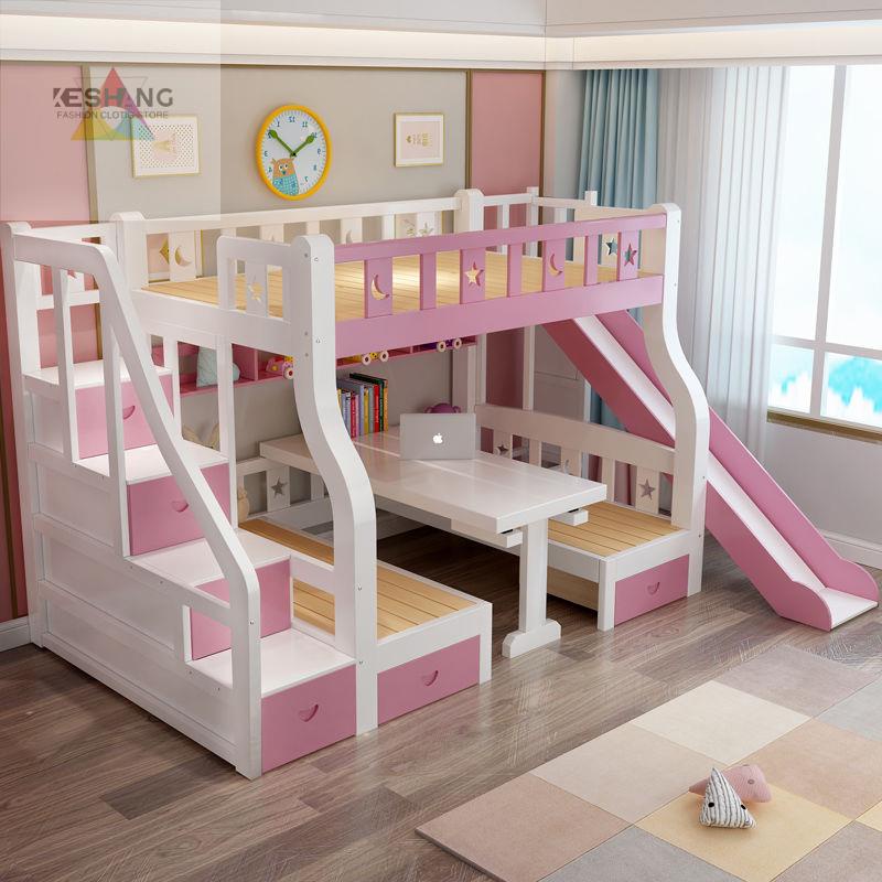 Bunk bed with hot sale slide and desk