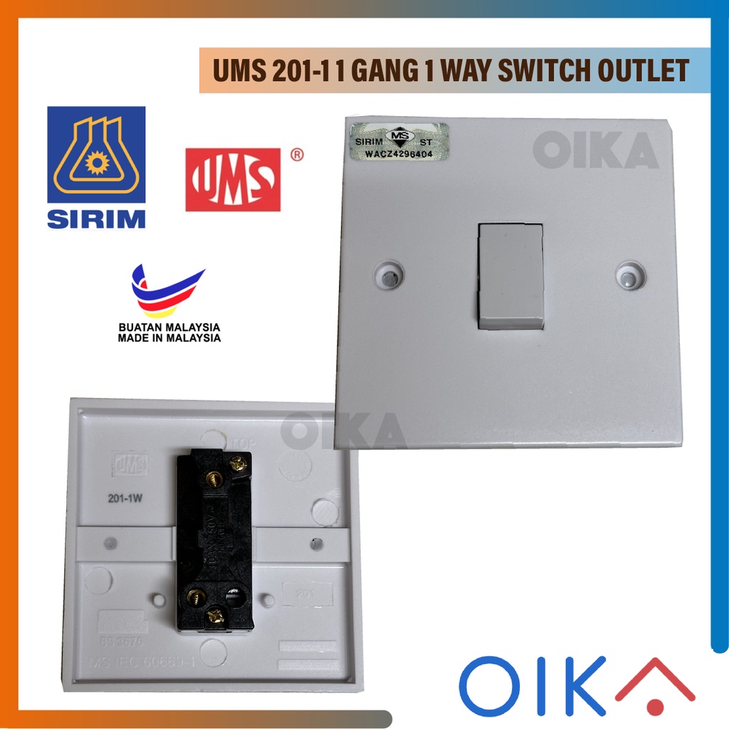 [READY STOCK] UMS 201-1 1/2/3 GANG 1 WAY SWITCH OUTLET, SIRIM APPROVED ...