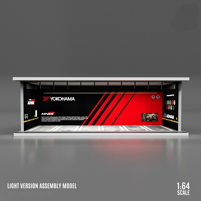 Diorama 1/64 Car Garage Model LED Lighting Car Parking Lot Background