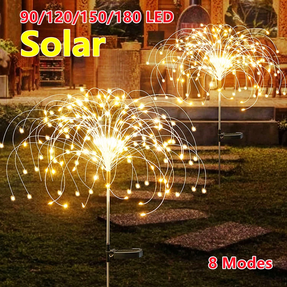 Waterproof Outdoor Solar Fireworks Lights Copper Wires String Starburst ...