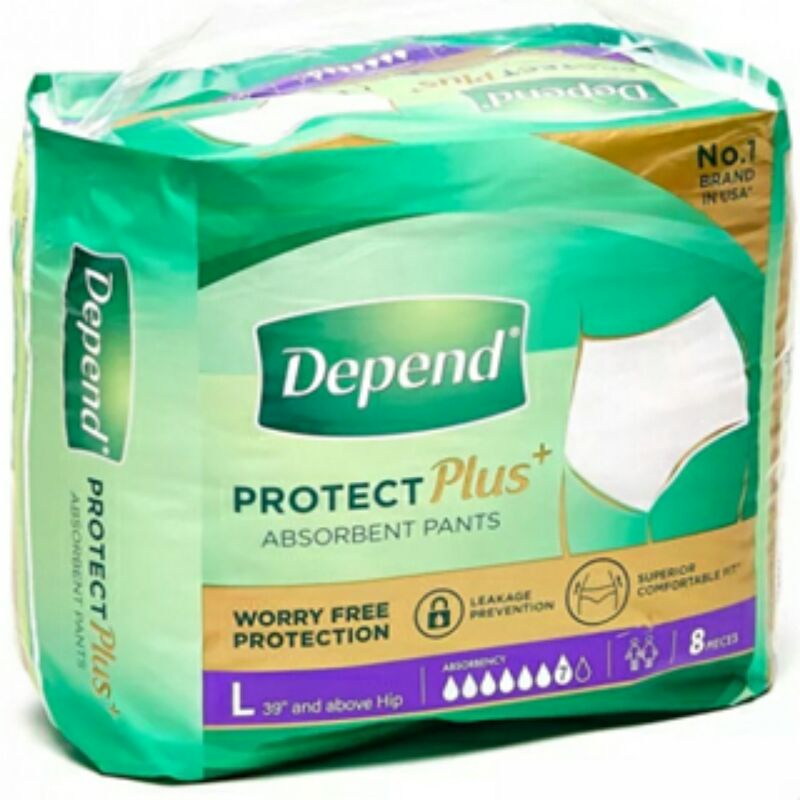 Depend Protect Plus+ Absorbent Pants L 8Pieces