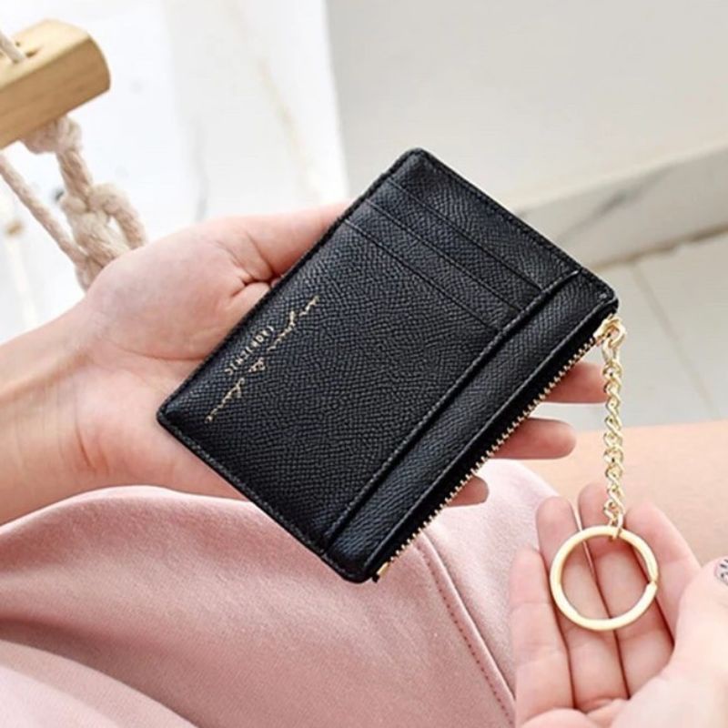 Purse Soft Leather Mini Women s Card Holder Credit ID Card Holders Zipper Slim Wallet Case Coin Shopee Malaysia