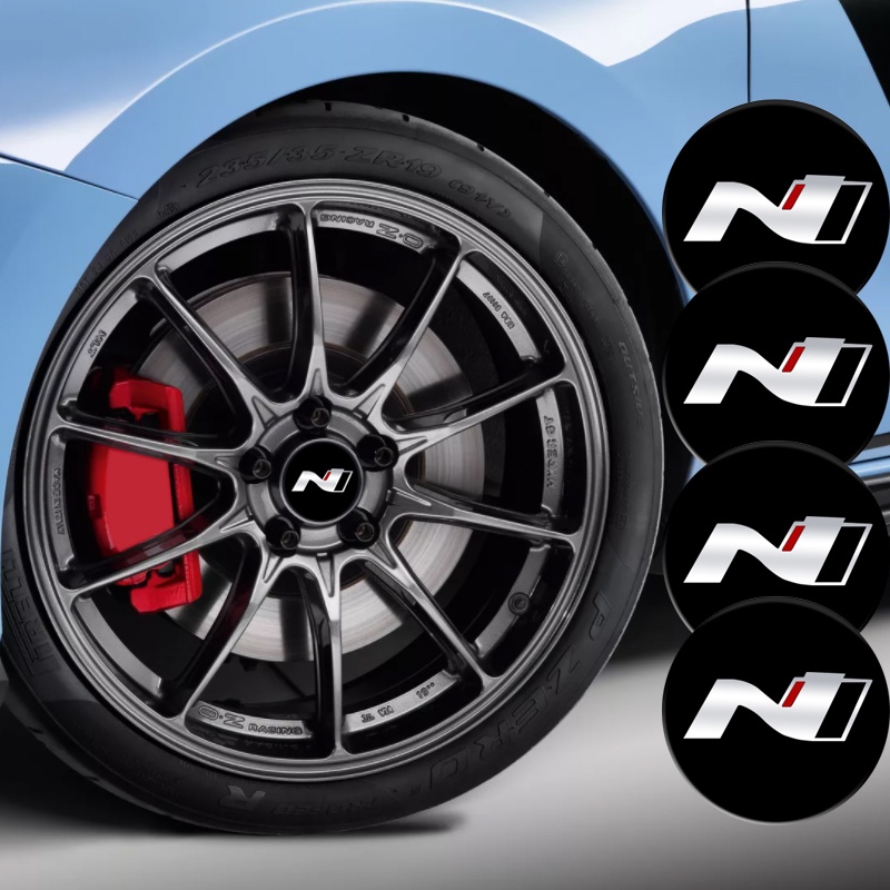 Hyundai N Line Wheel Center Caps - 4-Pack 60mm Hub Centre Caps For Sonata, Elantra, Tucson & More