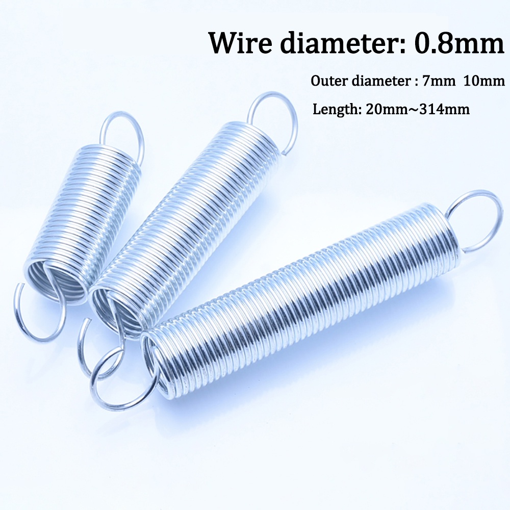 Tension Spring Wire Dia 0.8mm Open Hook Extension Tension Spring Galvanized Spring Steel Length