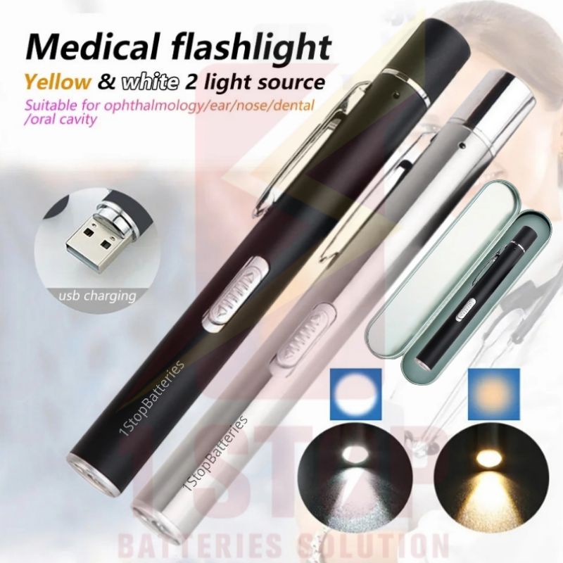 USB Charging LED Work Light Medical First Aid Pen Light Torch Lamp With Pupil Gauge Measurements