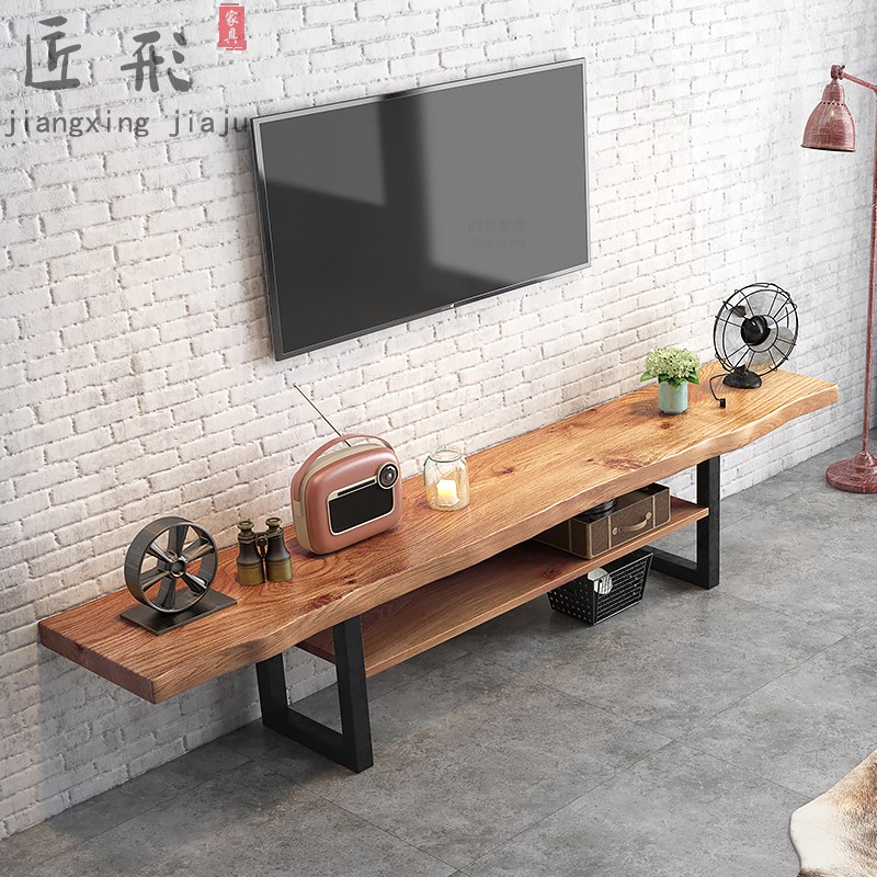 American retro solid wood TV coffee table combination