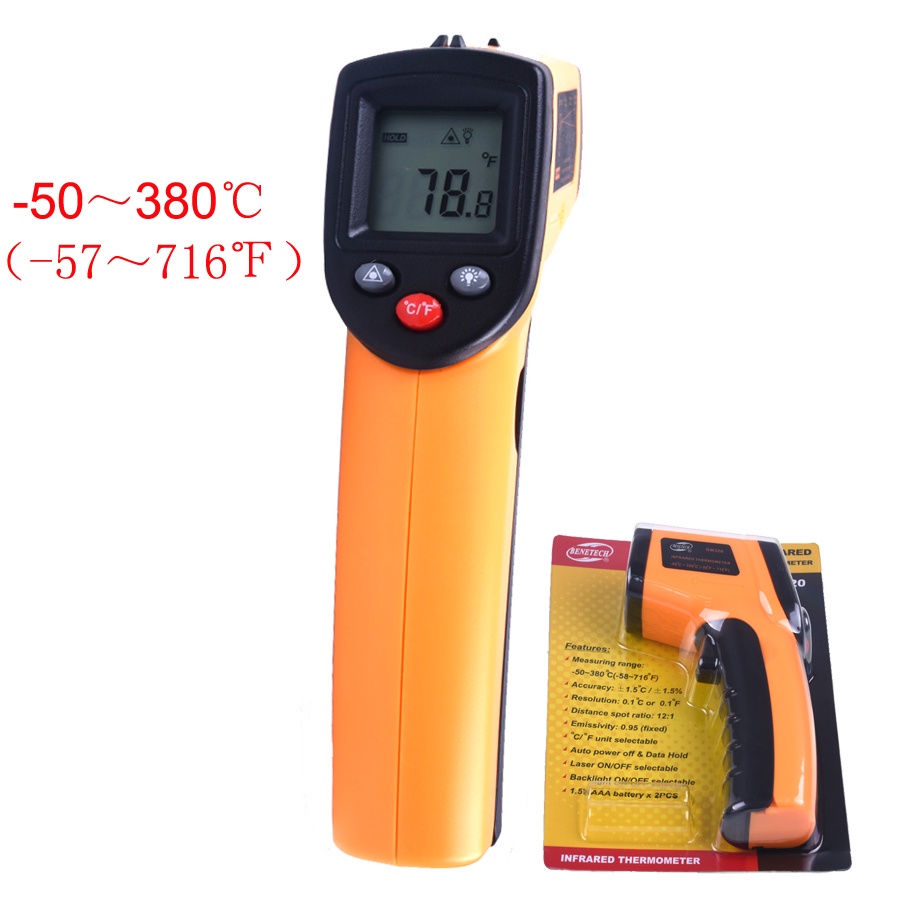 GM320 Digital Laser LCD Display Non-Contact IR Infrared Thermometer -50 ...