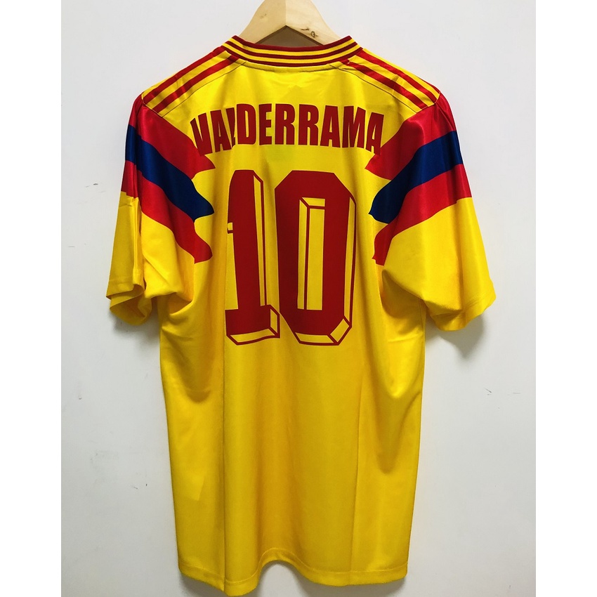 1990 Colombia Soccer Jersey Yellow Escobar Valderrama Men Football