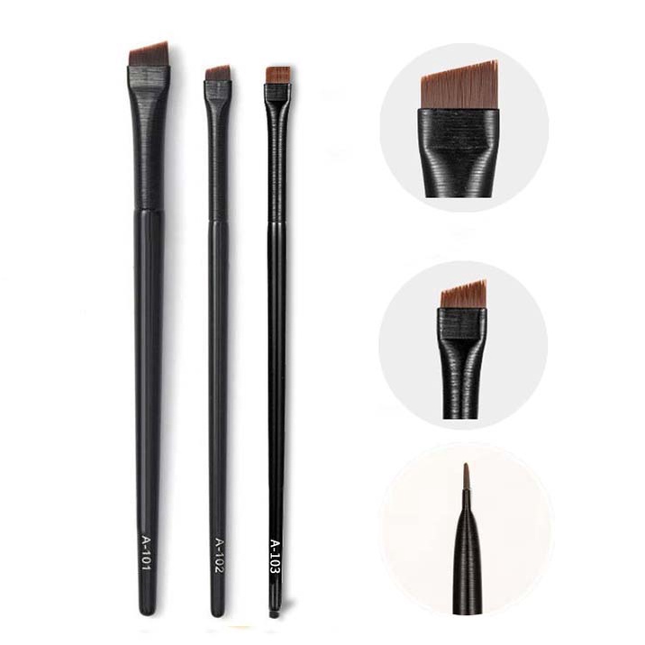 3PCS Blade Eyeliner Eyebrow Brushes Ultra Thin Fine Small Angle Flat