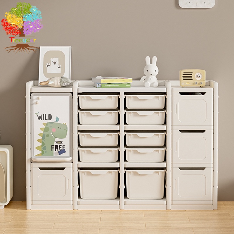 Treeyear Children's toy storage Multilayer storage shelf with painting board dustproof