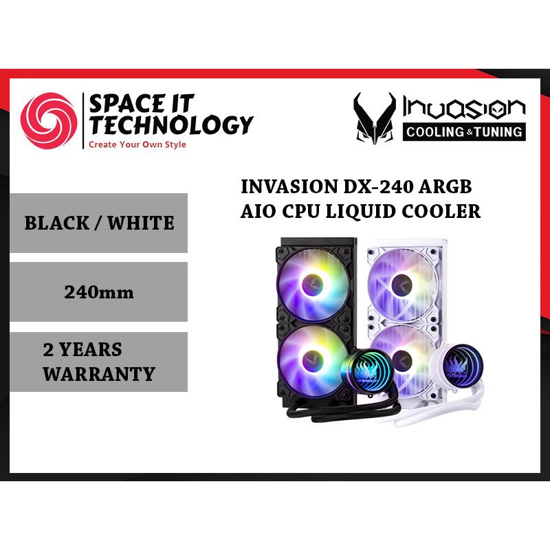 Invasion DX240 ARGB AIO Liquid Cooler Black / White Shopee Malaysia