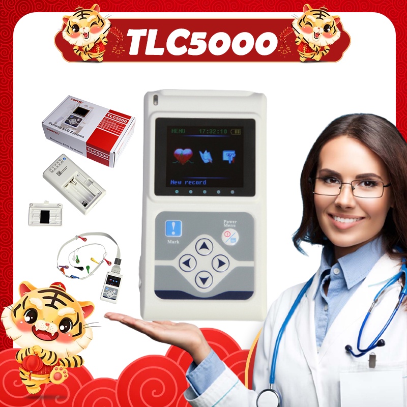 CONTEC TLC5000 Dynamic ECG System 3 Channels ECG Holter, EKG Holter ...