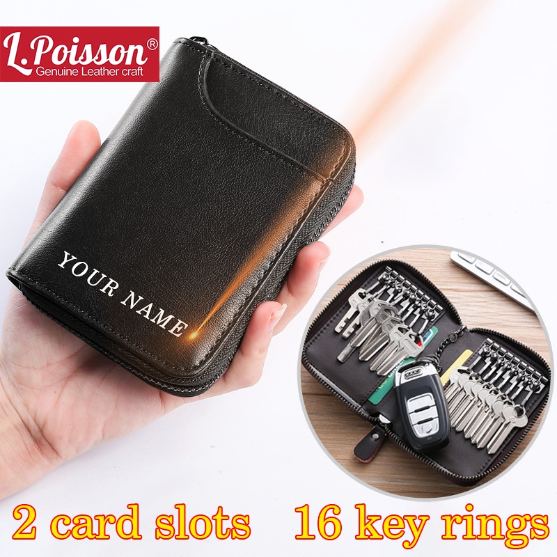 【16 key rings】 House Keeper Key Wallet Genuine Cow Leather Key Ring