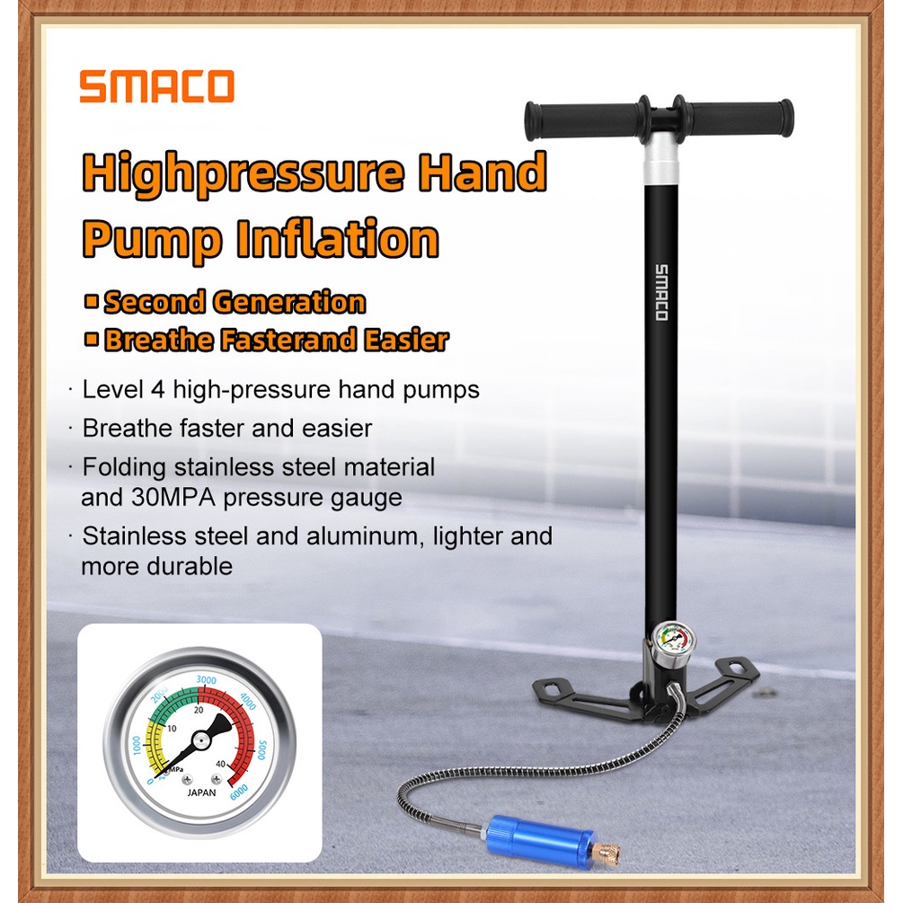 High Pressure 0‑6000psi Tungsten Steel 3 Stage Hand Pump For Pcp Air Gun Boat Tire Ball