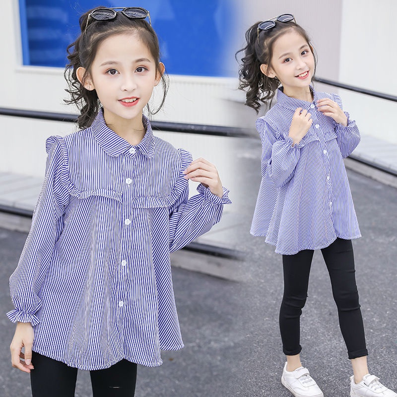 baju t shirt budak perempuan murah Gadis baju tidur panjang 3 12 tahun kanak kanak tua musim gugur Little Western Style pakaian atasan fesyen perempuan Girls Shirts Long Sleeve New 3 12 Years Old Chil...