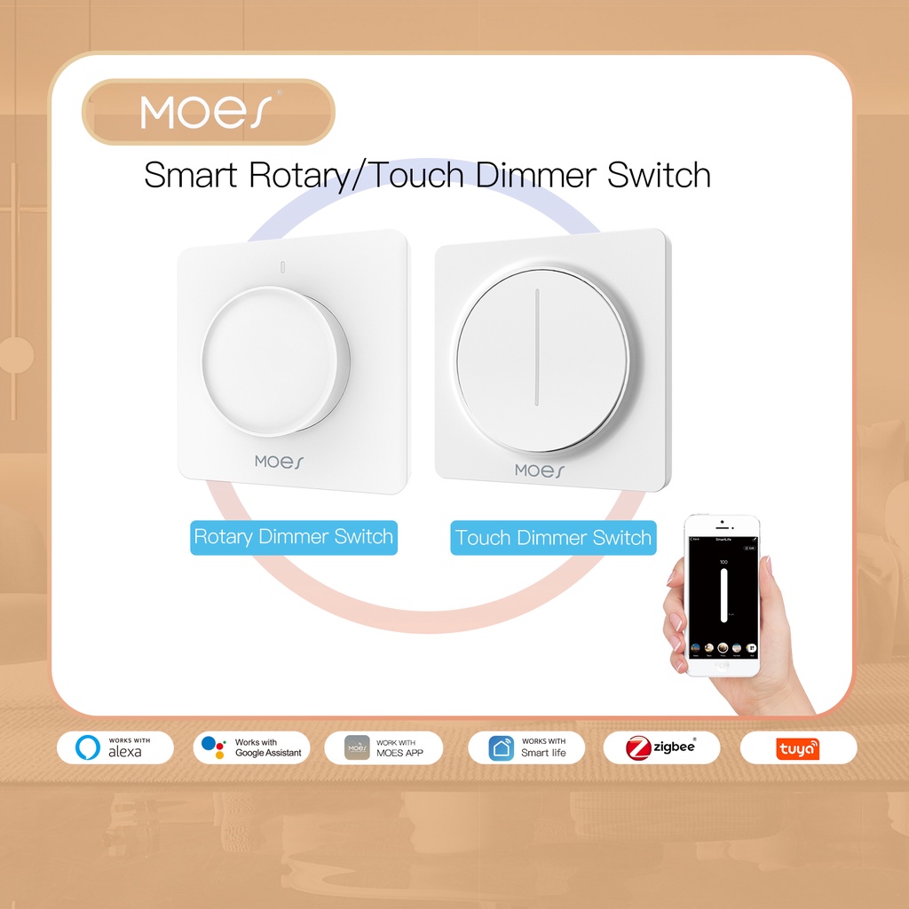 Moes ZigBee Smart Rotary Touch Light Dimmer Switch Smart Life Tuya App