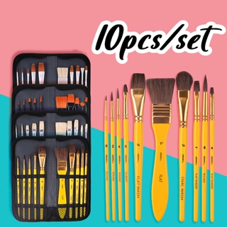 10pcs Artist Paint Brushes Carrying Case Set for Watercolor