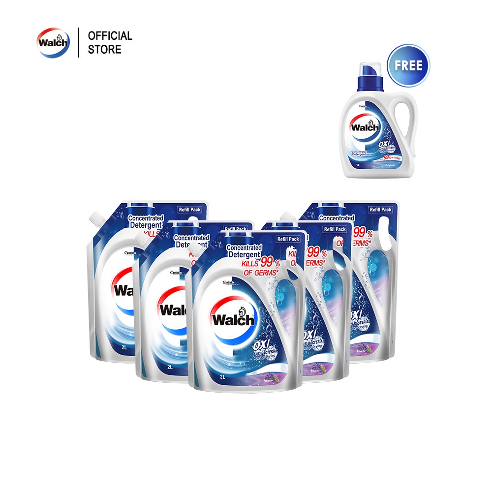 [BUNDLE OF 5] Walch Antibacterial Laundry Detergent Lavender Refill (2L