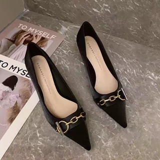 Fashion （Gold）New Women's High Heels Fashion Pointed-toe Buckle Stiletto  Sandals Simple Solid Color Strappy High Heels Sapato Salto Fino DON @ Best  Price Online