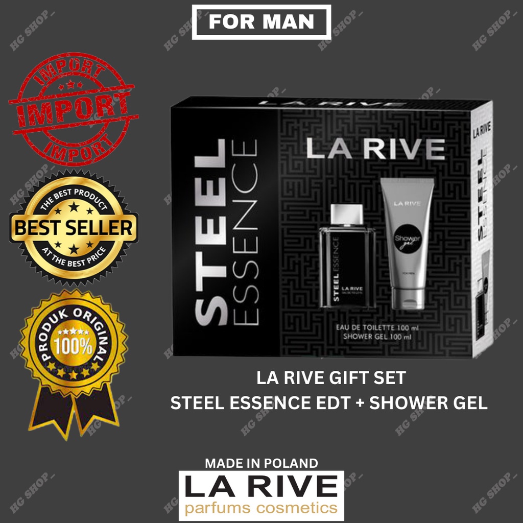 LA RIVE STEEL ESSENCE GIFT SET (EDT 100ml + GEL 100ml) ORIGINAL ...