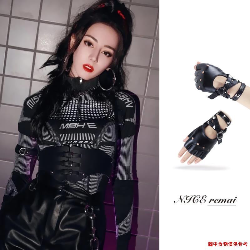 rose Caiying Same Style Black Sexy Lace Strap Genuine Leather PU Stage