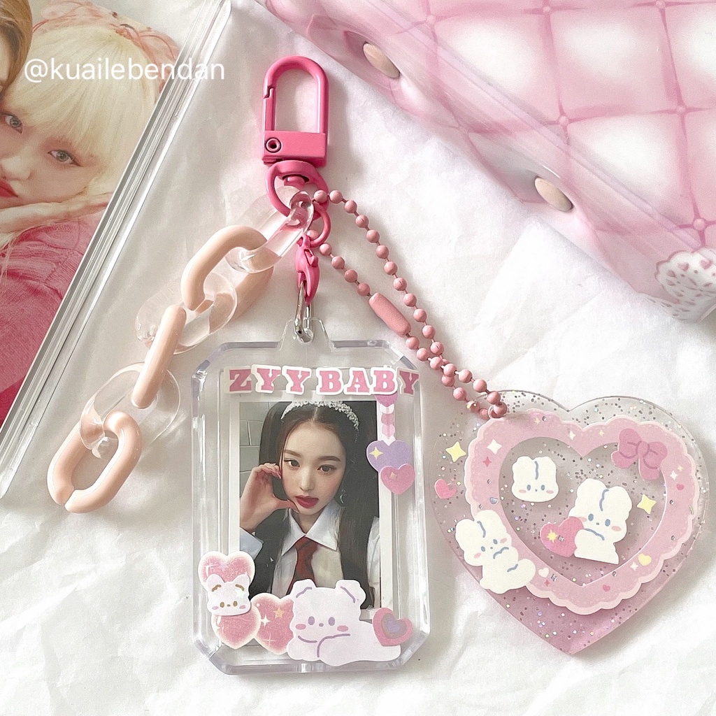 Cute Acrylic Card Holder Keychain Pendant KPOP Photocard Cover Clear ...