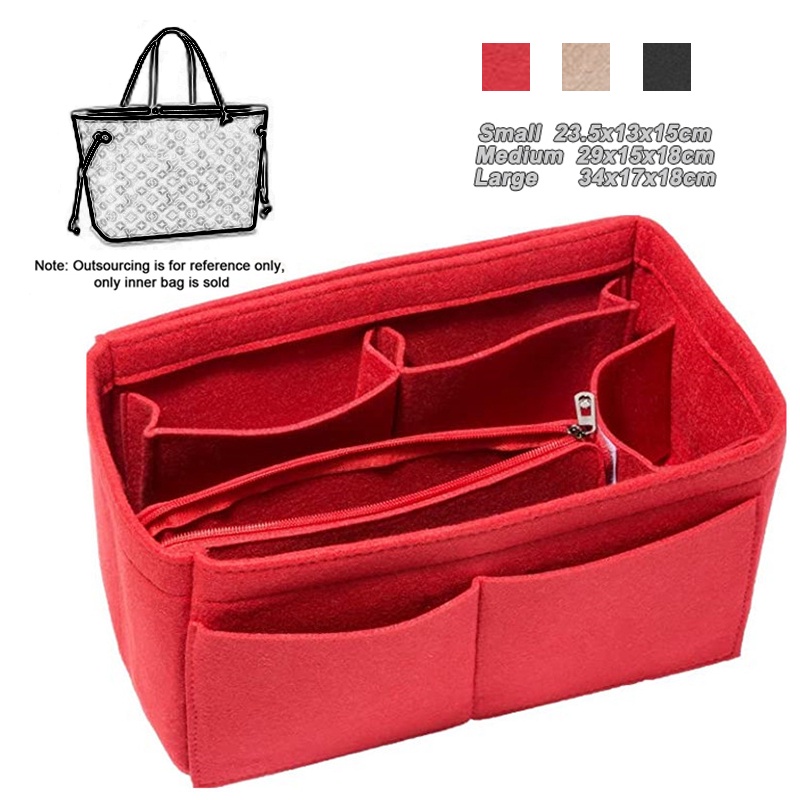 Womens Makeup Organizer Felt Insert Bag For Handbag Travel Cosmetic Bag