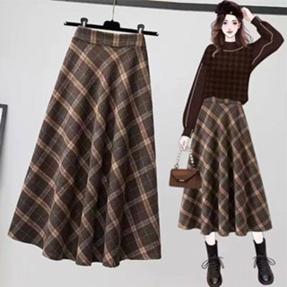 Checkered long skirt on sale malaysia