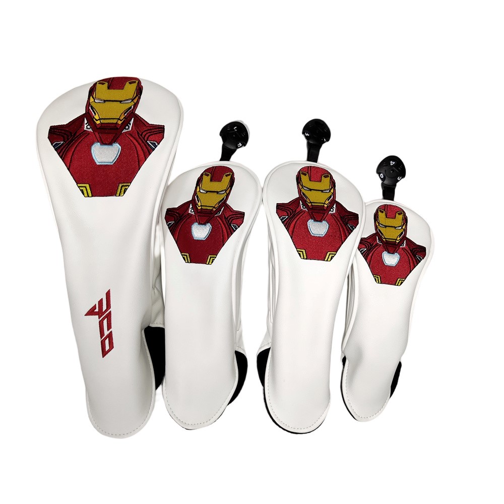 Iron Man Golf Headcovers High Quality Marvel Hero Embroidery White Black Well Fit Driver Wood FW