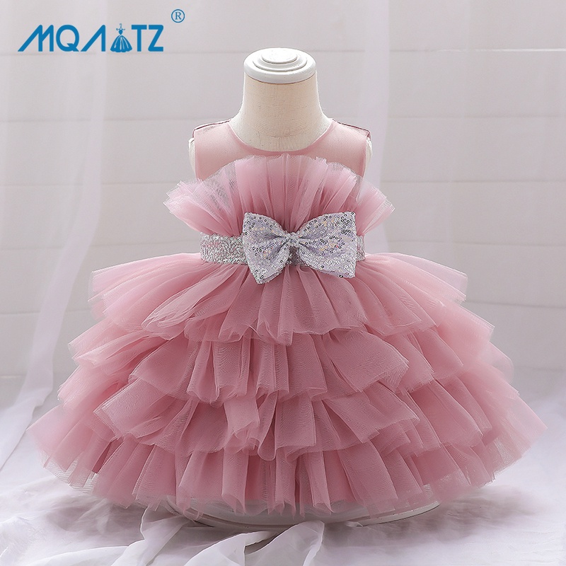 strapless open back dress First Birthday Princess Dress For Baby Girl- Lilac main image 0