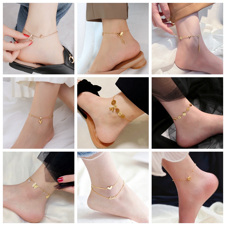 LiLi Stainless Steel Daisy Fish Hulu Adjustable Anklet For Women ...