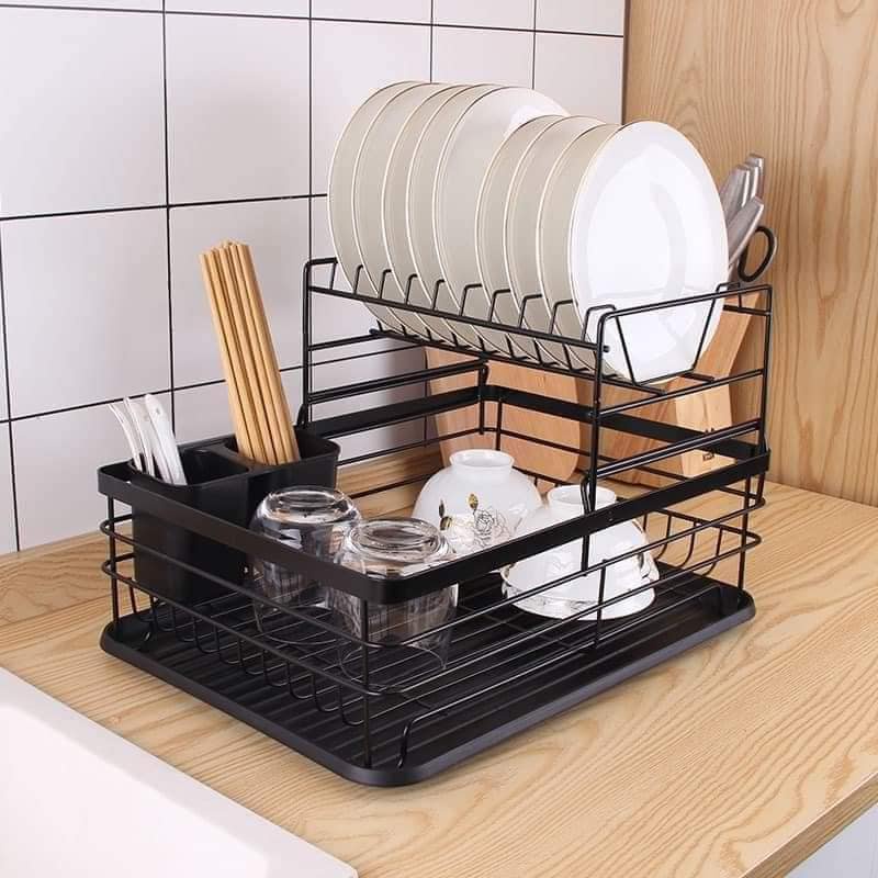 KT0138 Double Layer Dish Rack Dish Drainer Multipurpose Drain Water ...
