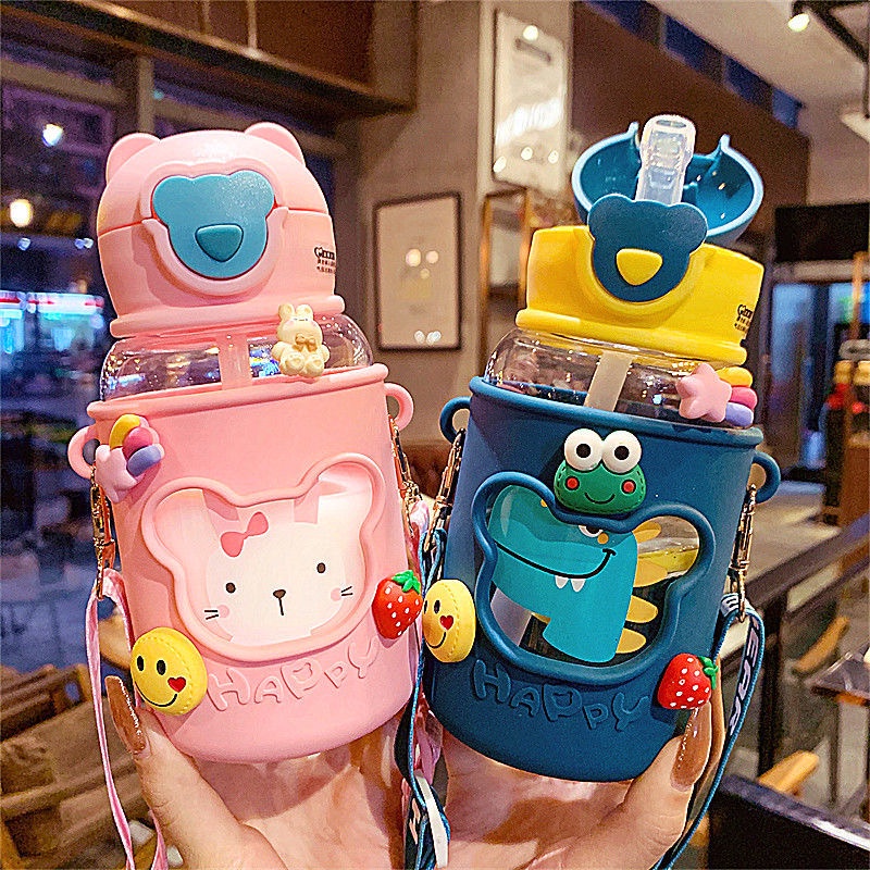 600ml Water Bottle Kids With Straw Botol Air Viral Botol Air Budak Cute ...
