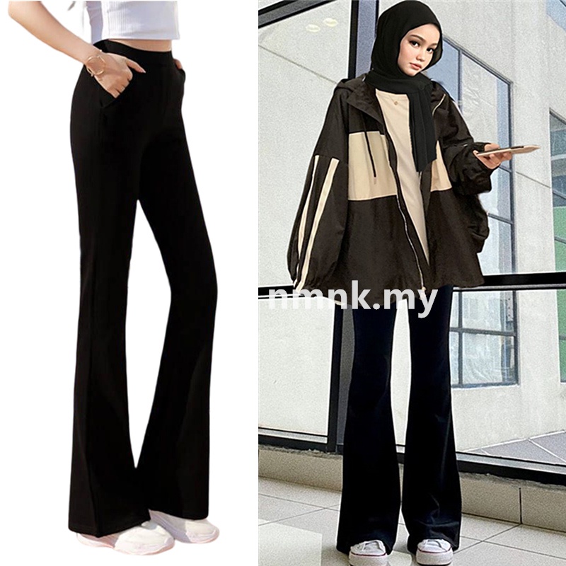 S 4xl Casual Bootcut Highwaist Korean Women Palazzo Tulang Pants Plus Size Vintage Black Office