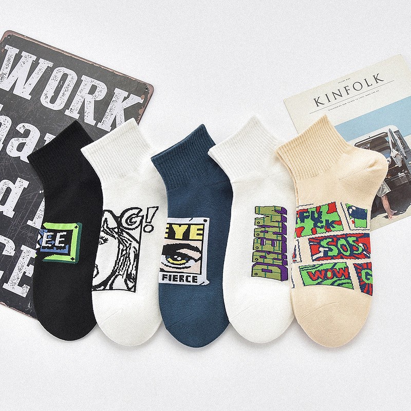 5 Pairs 2023 Spring Summer New Style Socks Men's Thin Unique Versatile ...