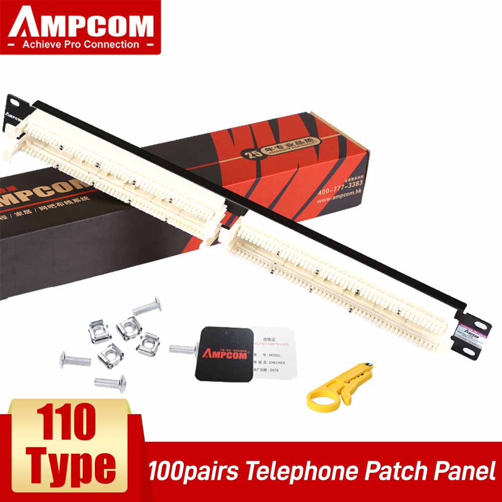 AMPCOM 110 Telephone Patch Panel Cabinet Rack 100 Pairs Distribution ...