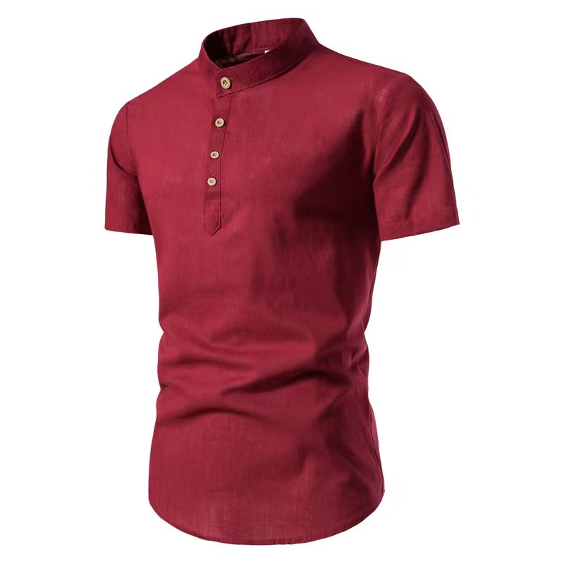 Men Casual Shirts short Sleeve Slim Fit Linen Shirt Batik Baju Kemeja