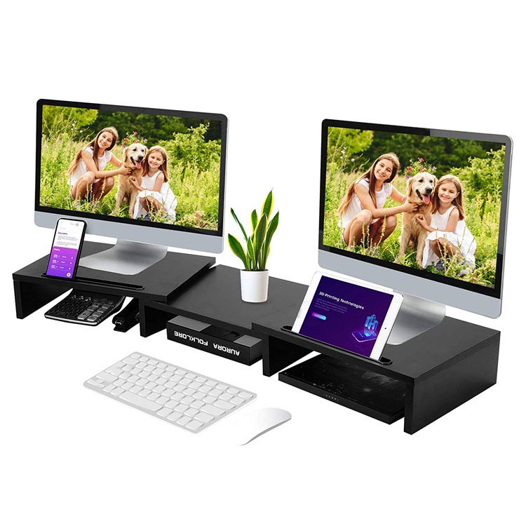 【TOY NEWS】Factory in Stock Wooden Dual Screen Computer Monitor Storage ...